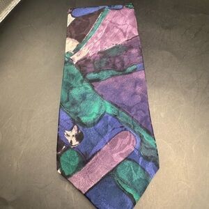 Arnold Palmer  Men's Silk Necktie Abstract Purple Blue Green Vintage 3.5”W